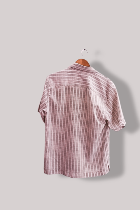 Vintage brown plaid pattern Dunnes small short sleeve shirt