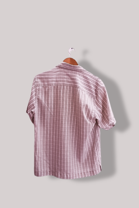 Vintage brown plaid pattern Dunnes small short sleeve shirt