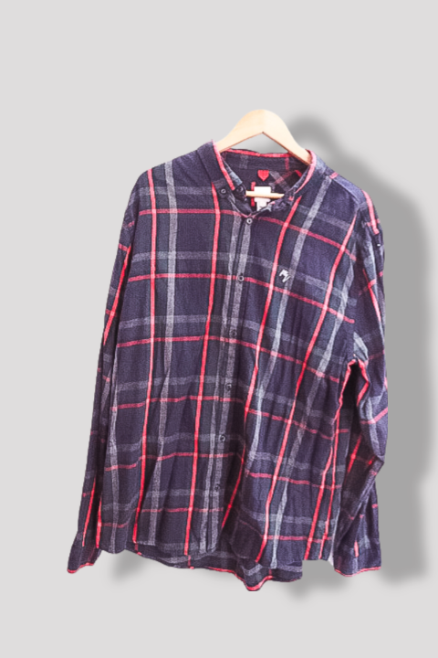 Vintage River Island Blue checkered mens regular fit long sleeve shirt XL