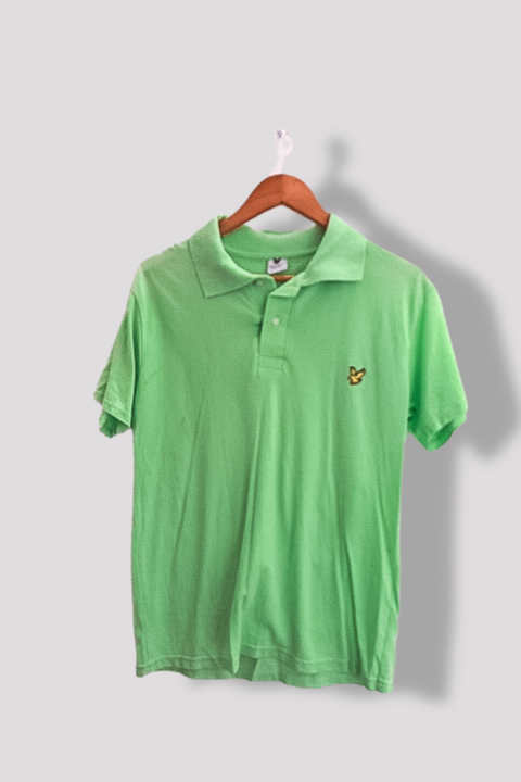 Vintage Lyle & Scott mens small regular fit green short sleeve polo shirt