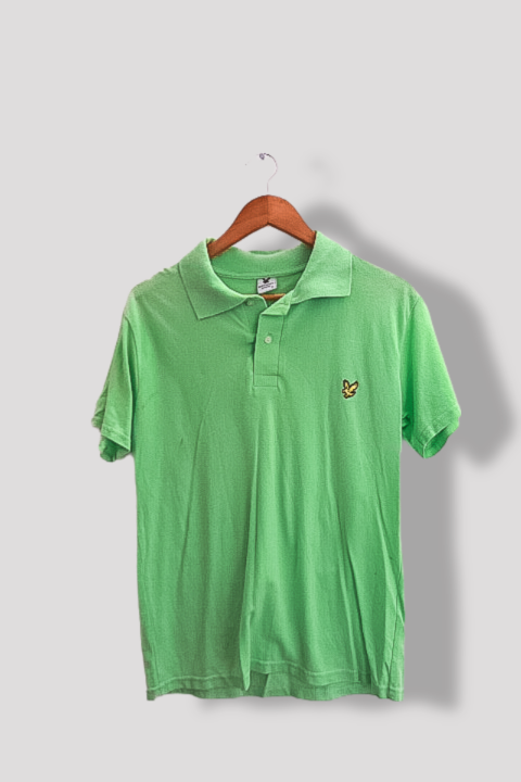 Vintage Lyle & Scott mens small regular fit green short sleeve polo shirt