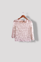 Vintage white womens lace pattern blouse size 10