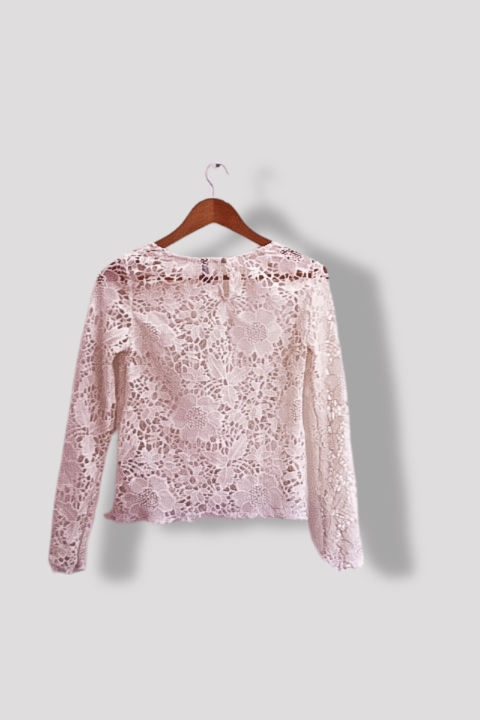 Vintage white womens lace pattern blouse size 10