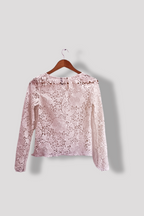 Vintage white womens lace pattern blouse size 10