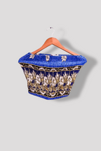 Vintage blue womens floral pattern sleevelesss off-shoulder small crop top