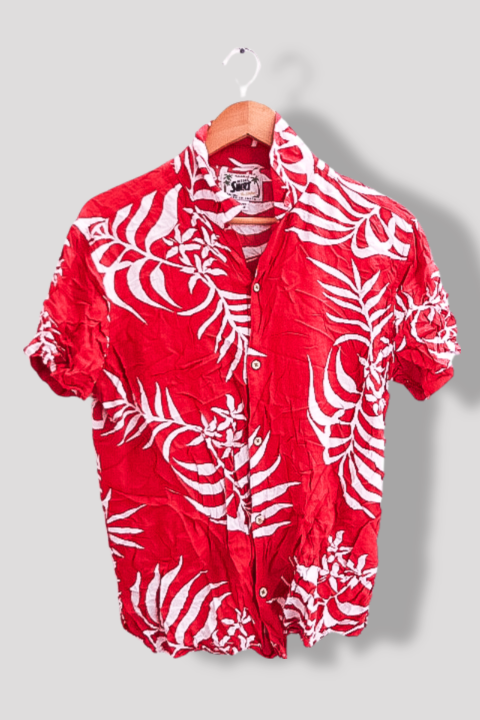 Vintage Red floral print medium hawaii shirt