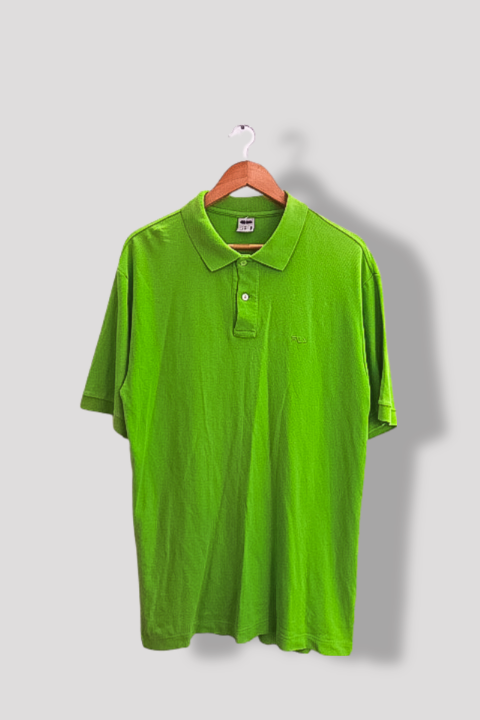 Vintage Fila Neon green mens regular fit large short sleeve polo shirt