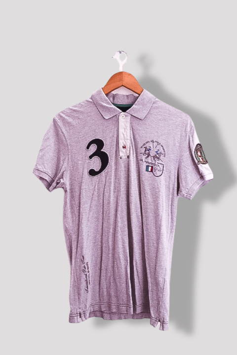 Vintage La Marina Italia Buenos Aires large grey slim fit polo shirt