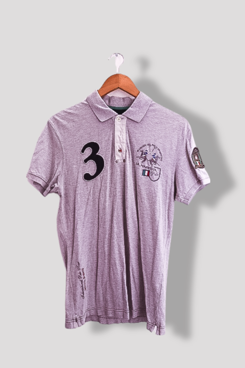 Vintage La Marina Italia Buenos Aires large grey slim fit polo shirt