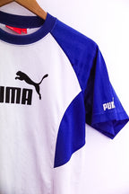 Vintage women white and blue medium puma speed training jersey