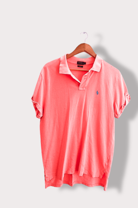 Vintage Polo Ralph Lauren Orange mens slim fit short sleeve Large polo shirt