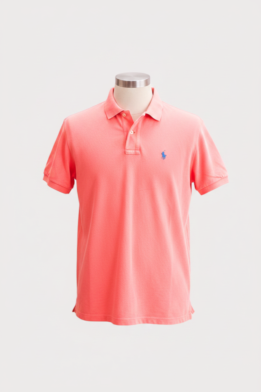 Vintage Polo Ralph Lauren Orange mens slim fit short sleeve Large polo shirt
