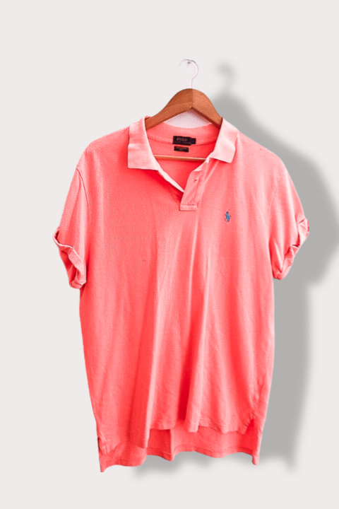 Vintage Polo Ralph Lauren Orange mens slim fit short sleeve Large polo shirt