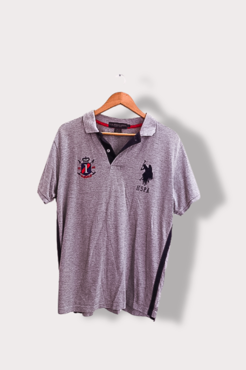 Vintage U.S Polo ASSN Grey mens slim fit polo shirt