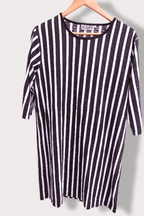 Vintage Lecanto womens black and white striped midi dress