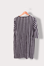 Vintage Lecanto womens black and white striped midi dress