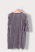 Vintage Lecanto womens black and white striped midi dress