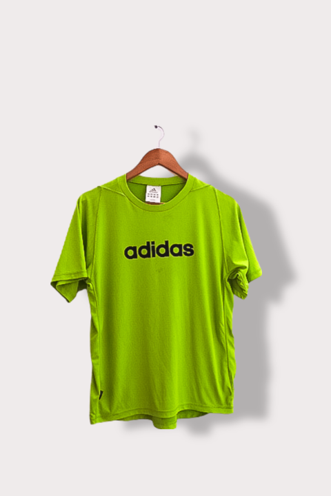 Vintage Adidas print Neon green large crew neck tees