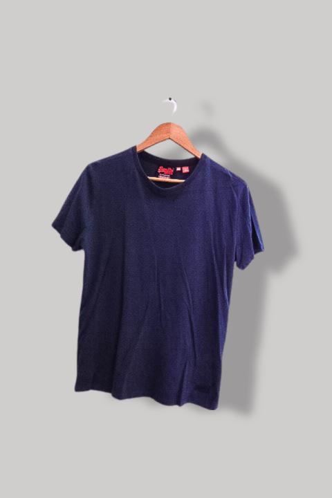 Vintage Superdry Plain Navy Blue mens short sleeve Medium Tees