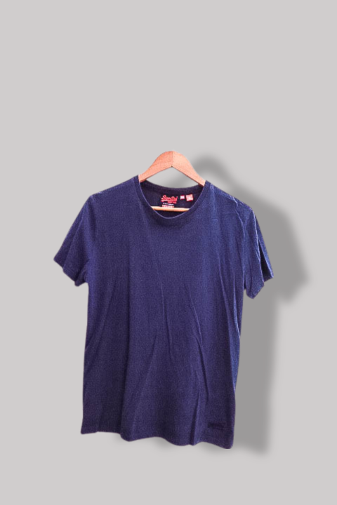 Vintage Superdry Plain Navy Blue mens short sleeve Medium Tees