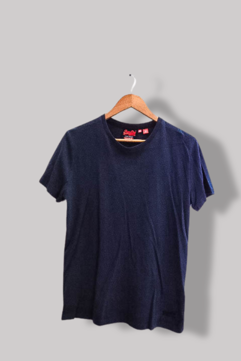 Vintage Superdry Plain Navy Blue mens short sleeve Medium Tees