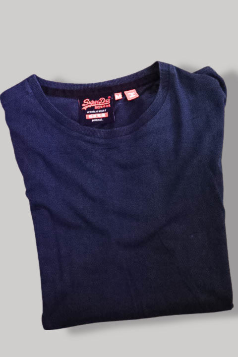 Vintage Superdry Plain Navy Blue mens short sleeve Medium Tees
