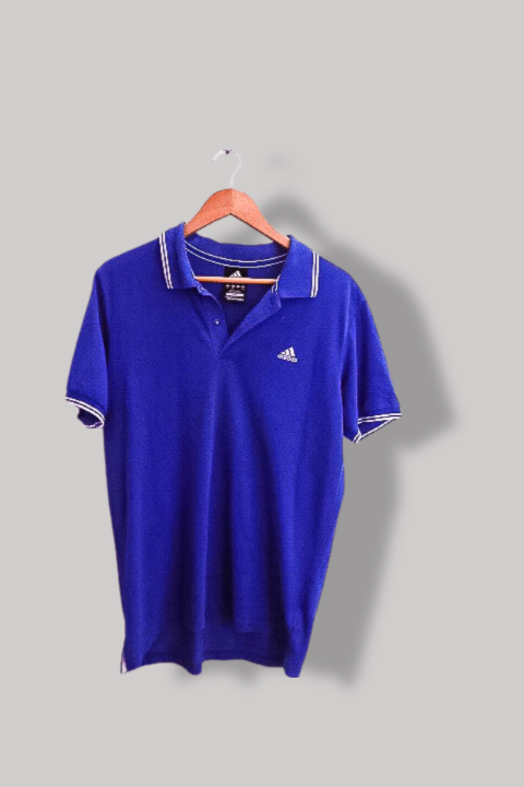 Vintage Adidas performance essential blue medium mens polo shirt