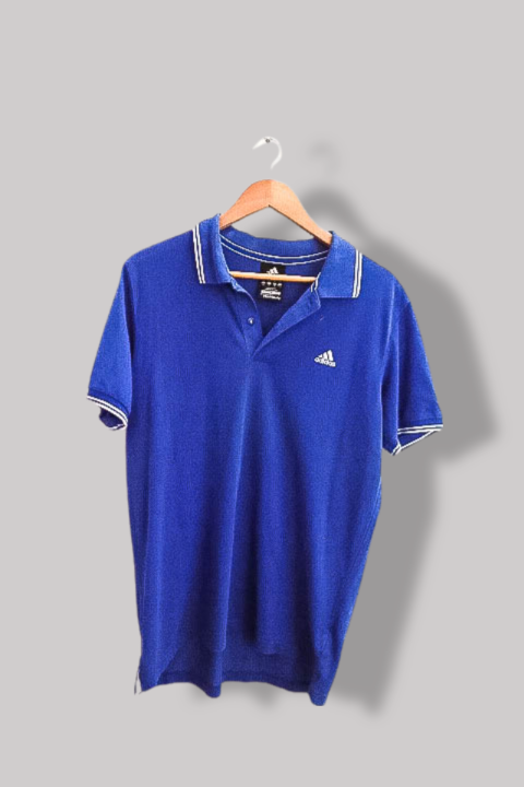 Vintage Adidas performance essential blue medium mens polo shirt