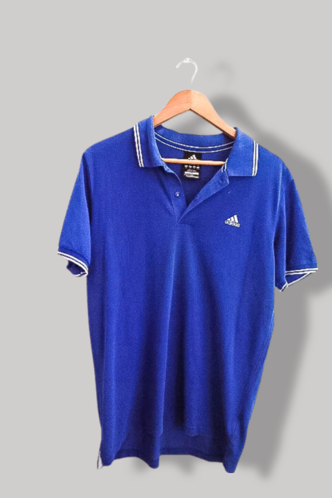 Vintage Adidas performance essential blue medium mens polo shirt
