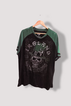 vintage Lucky Ireland graphics mens colorblock black and green tees XL