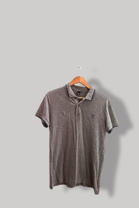 Vintage grey mens slim fit short sleeve polo small shirt