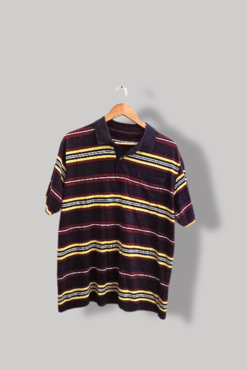 Vintage Purple multistripped mens regular fit XL polo shirt