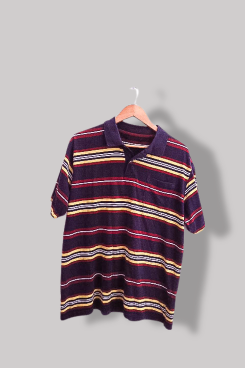 Vintage Purple multistripped mens regular fit XL polo shirt