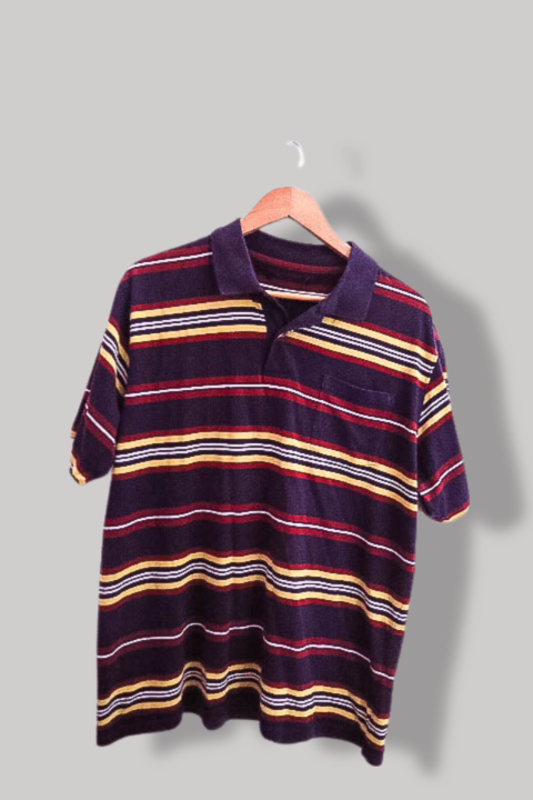 Vintage Purple multistripped mens regular fit XL polo shirt