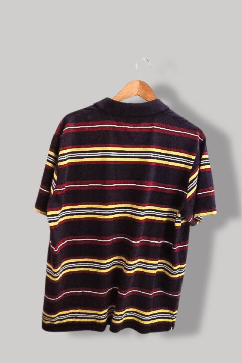 Vintage Purple multistripped mens regular fit XL polo shirt