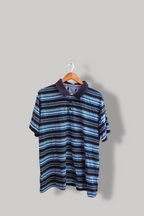 Vintage Large Blue Multi stripped mens regular fit polo shirt