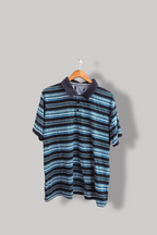 Vintage Large Blue Multi stripped mens regular fit polo shirt