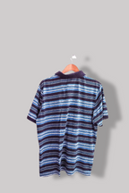 Vintage Large Blue Multi stripped mens regular fit polo shirt