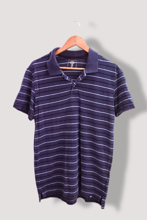 Vintage Gap grey stripped mens regular fit polo shirt M
