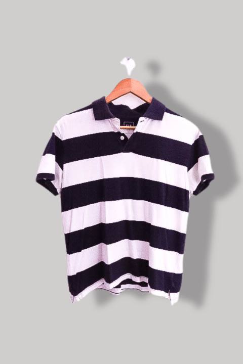 Vintage GAP Black and White stripe mens Polo shirt XS