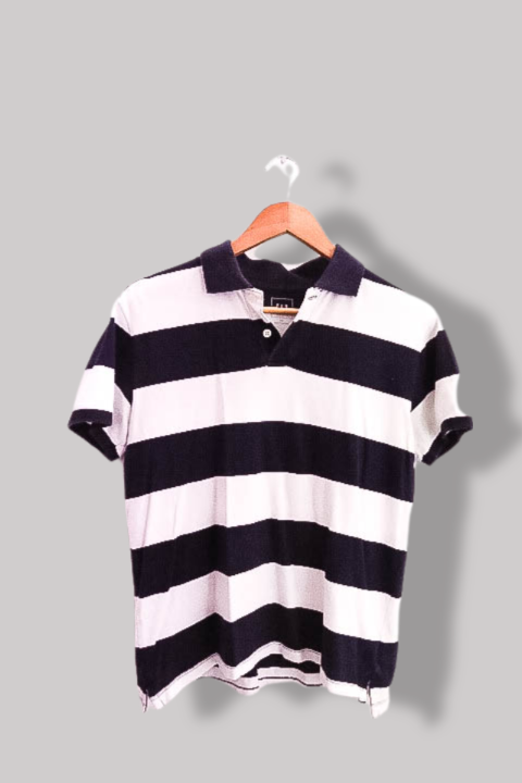 Vintage GAP Black and White stripe mens Polo shirt XS