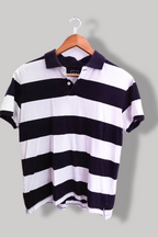 Vintage GAP Black and White stripe mens Polo shirt XS