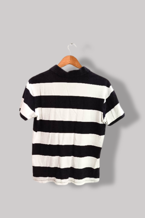 Vintage GAP Black and White stripe mens Polo shirt XS