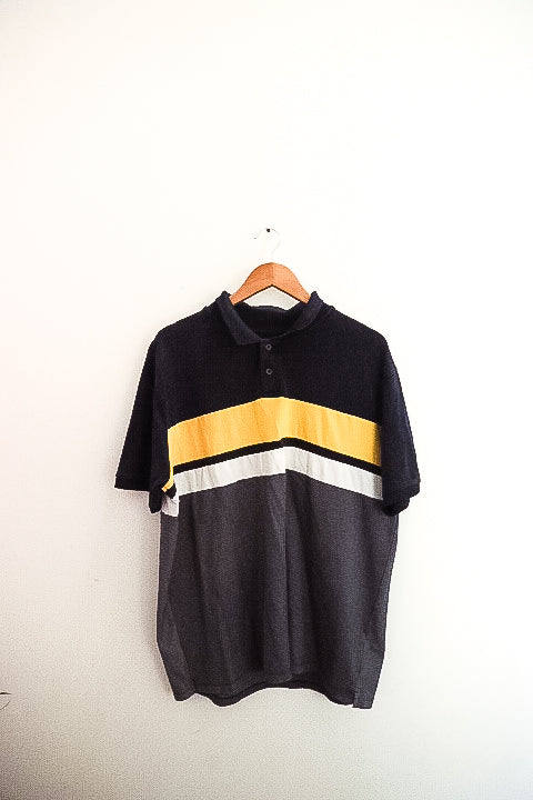 Vintage Dunnes mens grey tricolor short-sleeve medium polo shirt