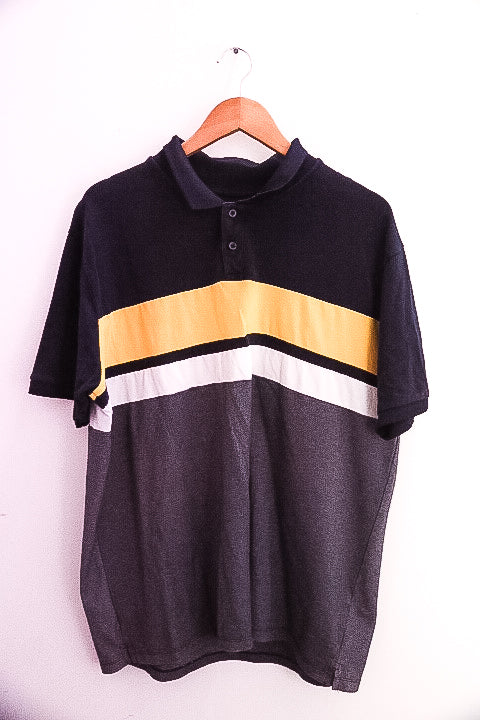 Vintage Dunnes mens grey tricolor short-sleeve medium polo shirt