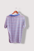Vintage Hans G. Mooker blue multistripe performance mens polo shirt