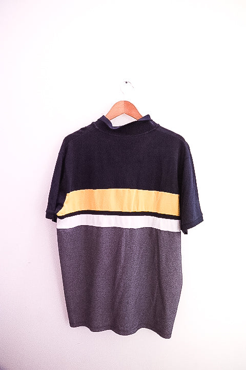 Vintage Dunnes mens grey tricolor short-sleeve medium polo shirt