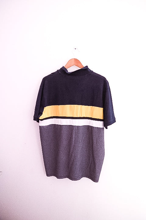 Vintage Dunnes mens grey tricolor short-sleeve medium polo shirt