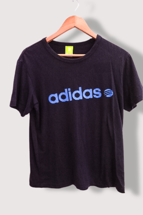 Vintage black Adidas big logo print mens medium tees