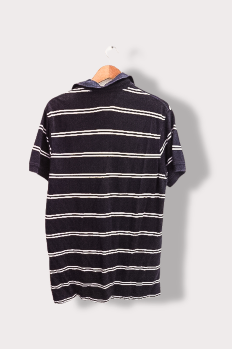 Vintage Tommt Hilfiger black stripe mens polo short sleeve shirt
